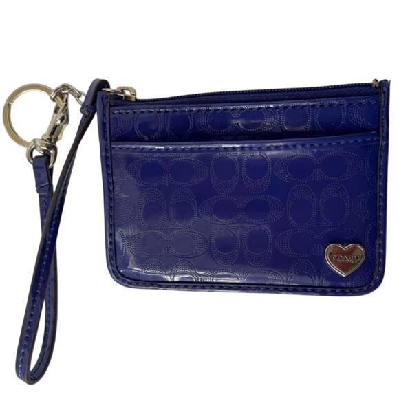 COACH F51676 PERFORATED EMBOSSED LIQUID GLOSS SKINNY ID / KEYCHAIN - Picture 4 of 6